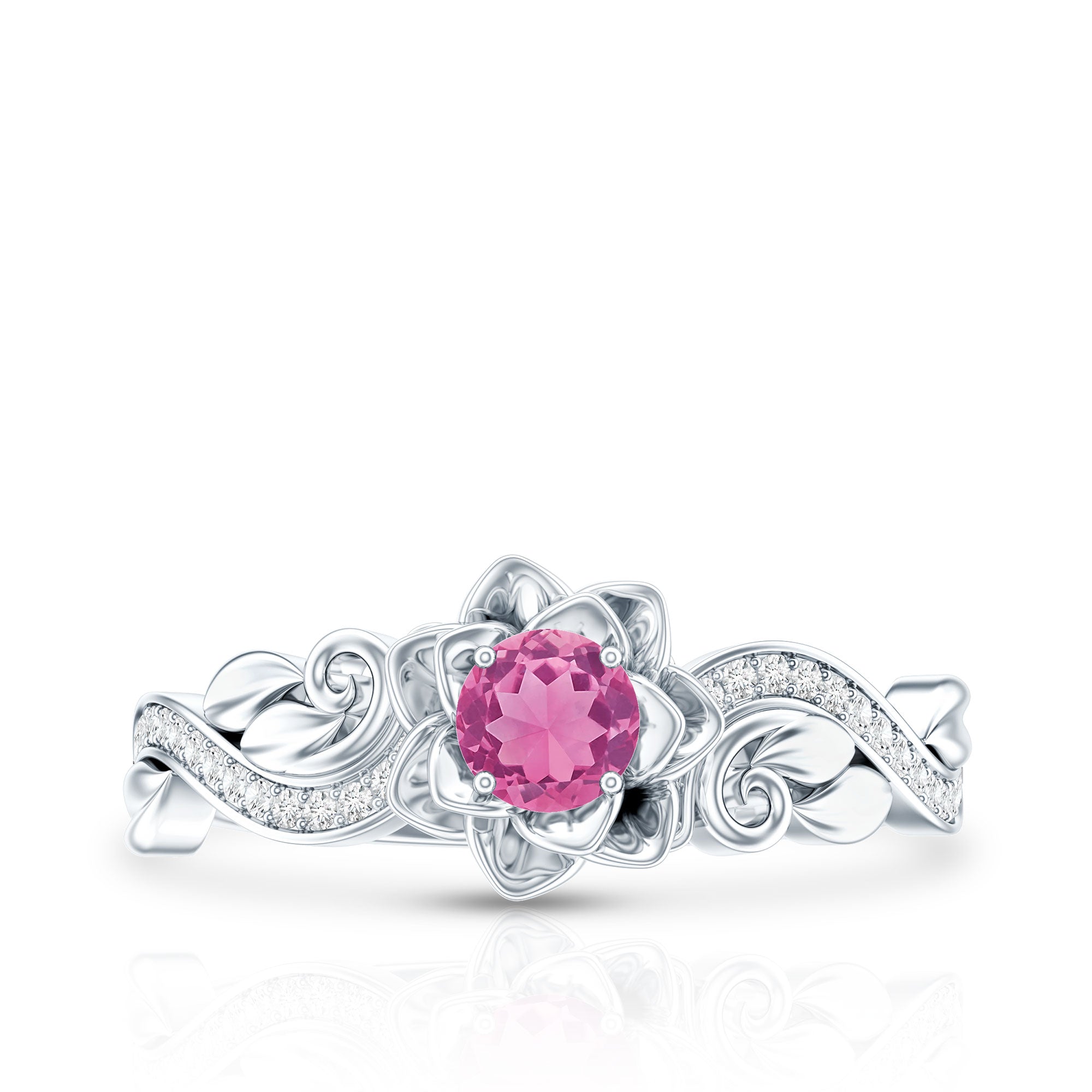 Rosec Jewels-Nature Inspired Pink Tourmaline and Diamond Engagement Ring