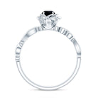 Certified 0.8 Carat Lab Grown Black and White Diamond Flower Engagement Ring AAAA ( Synthetic ) - Rosec Jewels