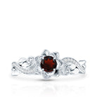 Certified Natural Garnet Rose Flower Engagement Ring with Diamond AAA - Rosec Jewels