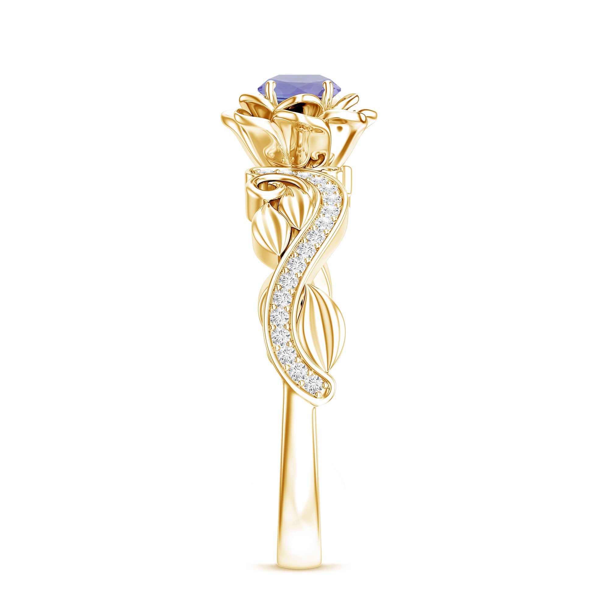 Rosec Jewels-Nature Inspired Tanzanite Engagement Ring with Diamond