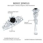 Rosec Jewels-Real Black Spinel Blooming Flower Engagement Ring with Diamond
