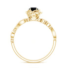 Rosec Jewels-Real Black Spinel Blooming Flower Engagement Ring with Diamond