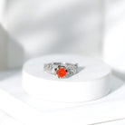 Rosec Jewels-Nature Inspired Fire Opal and Diamond Engagement Ring with Certificate