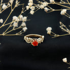 Rosec Jewels-Nature Inspired Fire Opal and Diamond Engagement Ring with Certificate