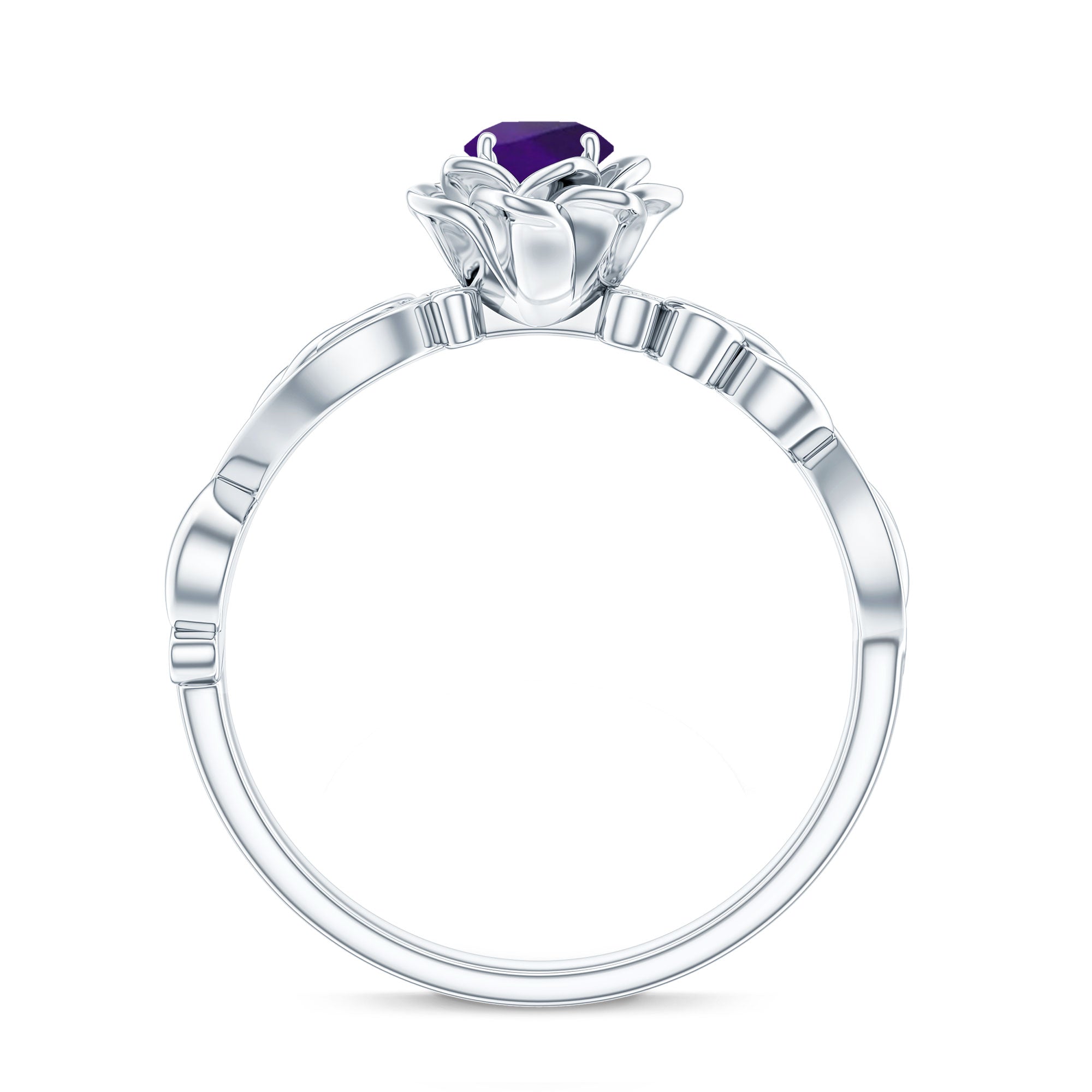 Rosec Jewels-1/2 CT Floral Inspired Amethyst and Diamond Engagement Ring