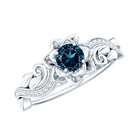 5mm Round Shape London Blue Topaz Nature Inspired Engagement Ring with Diamond AAA - Rosec Jewels