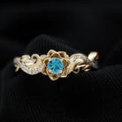5mm Round Shape London Blue Topaz Nature Inspired Engagement Ring with Diamond AAA - Rosec Jewels