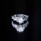 Rosec Jewels-Natural Moonstone Rose Flower Engagement Ring With Diamond