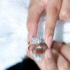 Rosec Jewels-Natural Moonstone Rose Flower Engagement Ring With Diamond