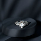 Rosec Jewels-Natural Moonstone Rose Flower Engagement Ring With Diamond