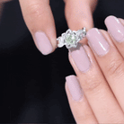 Genuine Peridot and Diamond Flower Inspired Engagement Ring AAA - Rosec Jewels