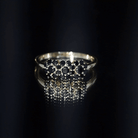 Certified Black Onyx Flower Engagement Ring AAA - Rosec Jewels