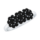 Certified Black Onyx Flower Engagement Ring AAA - Rosec Jewels