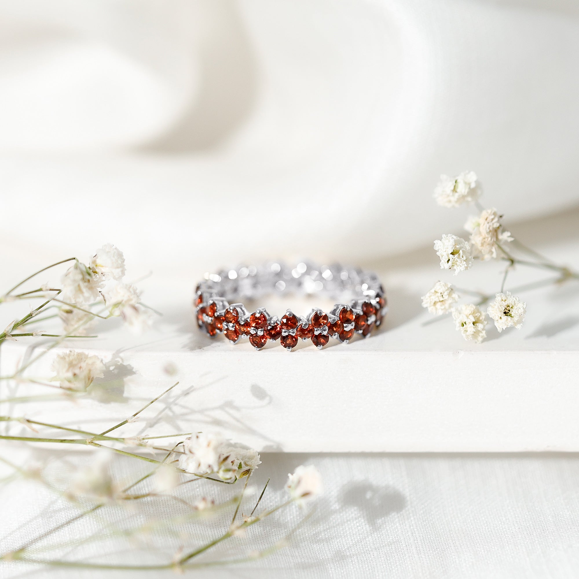Natural Garnet Eternity Band for Anniversary AAA - Rosec Jewels