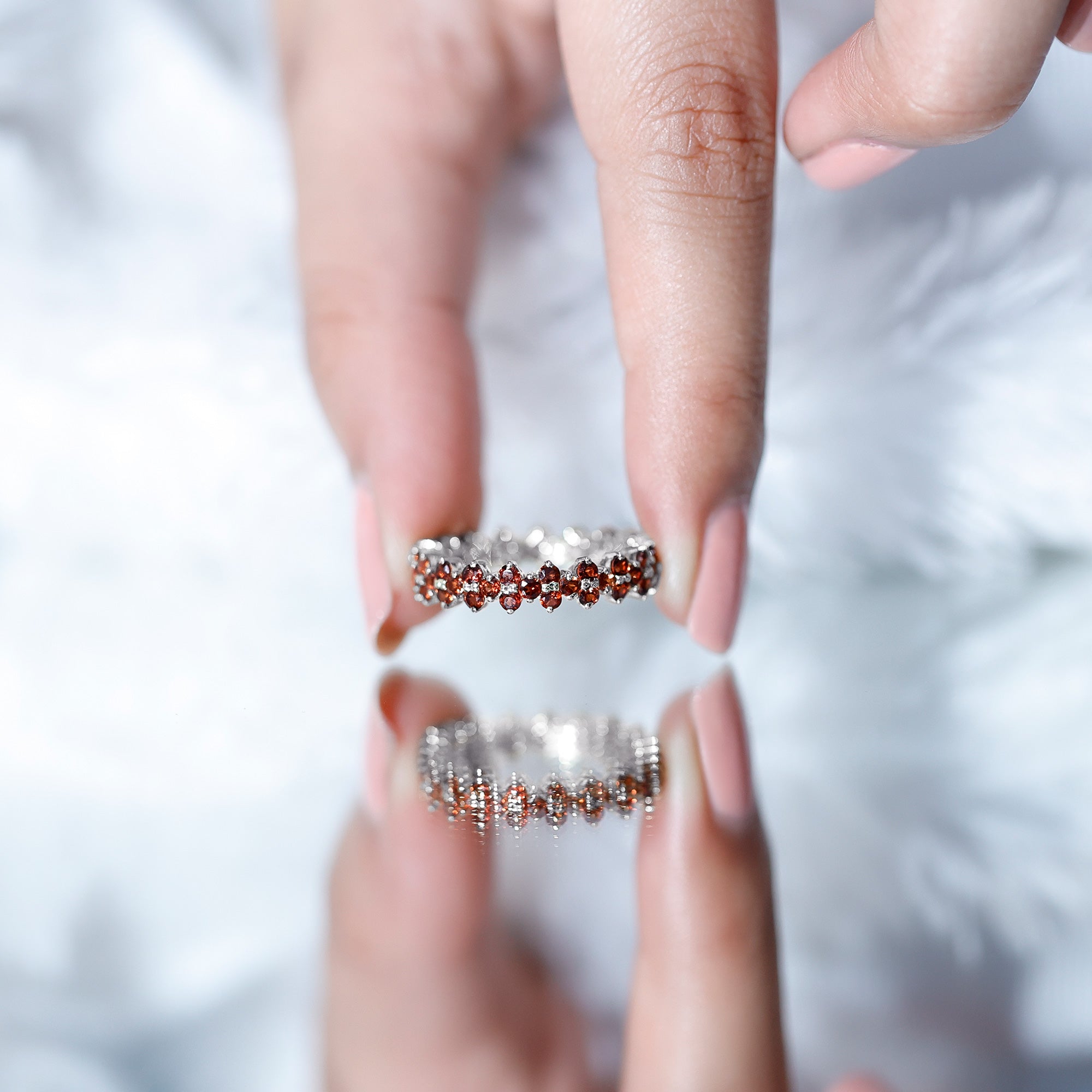 Natural Garnet Eternity Band for Anniversary AAA - Rosec Jewels