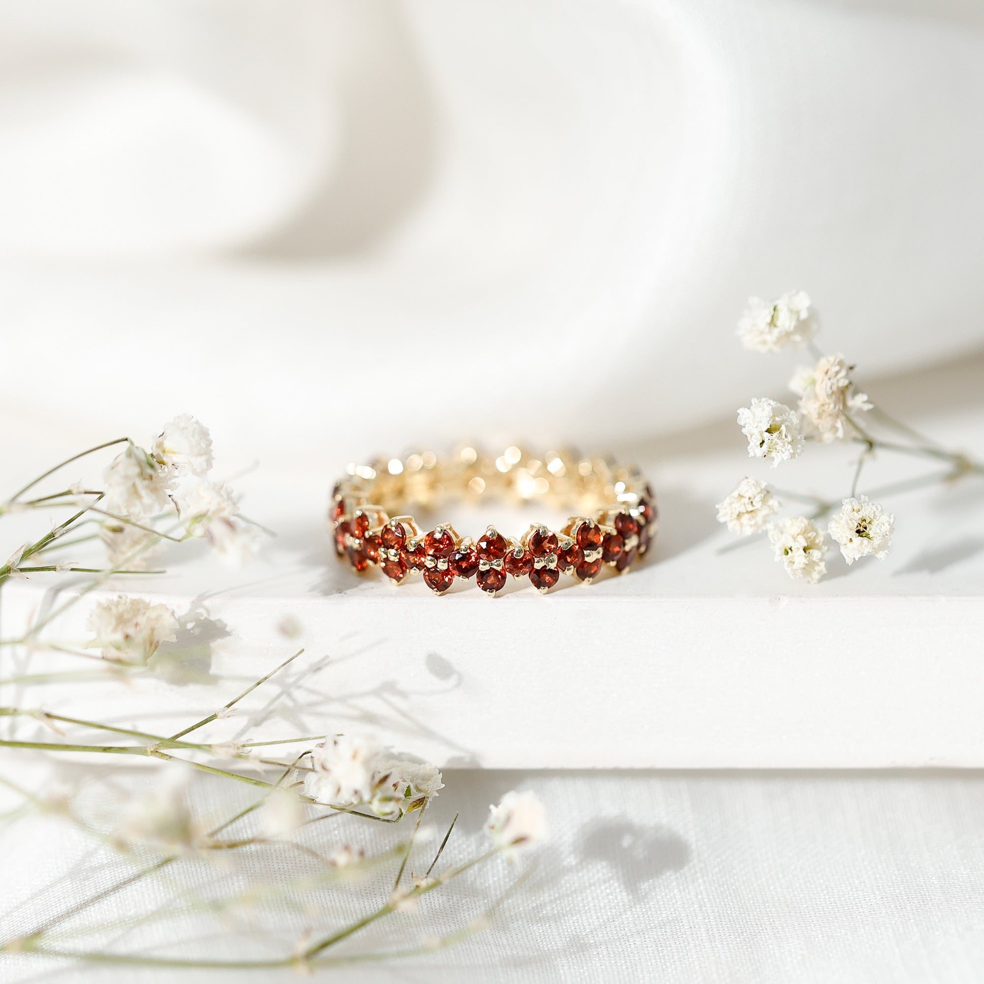 Natural Garnet Eternity Band for Anniversary AAA - Rosec Jewels