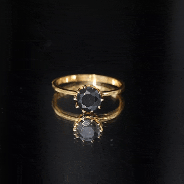 Rosec Jewels-Natural 2.68 Carat Black Spinel Solitaire Engagement Ring