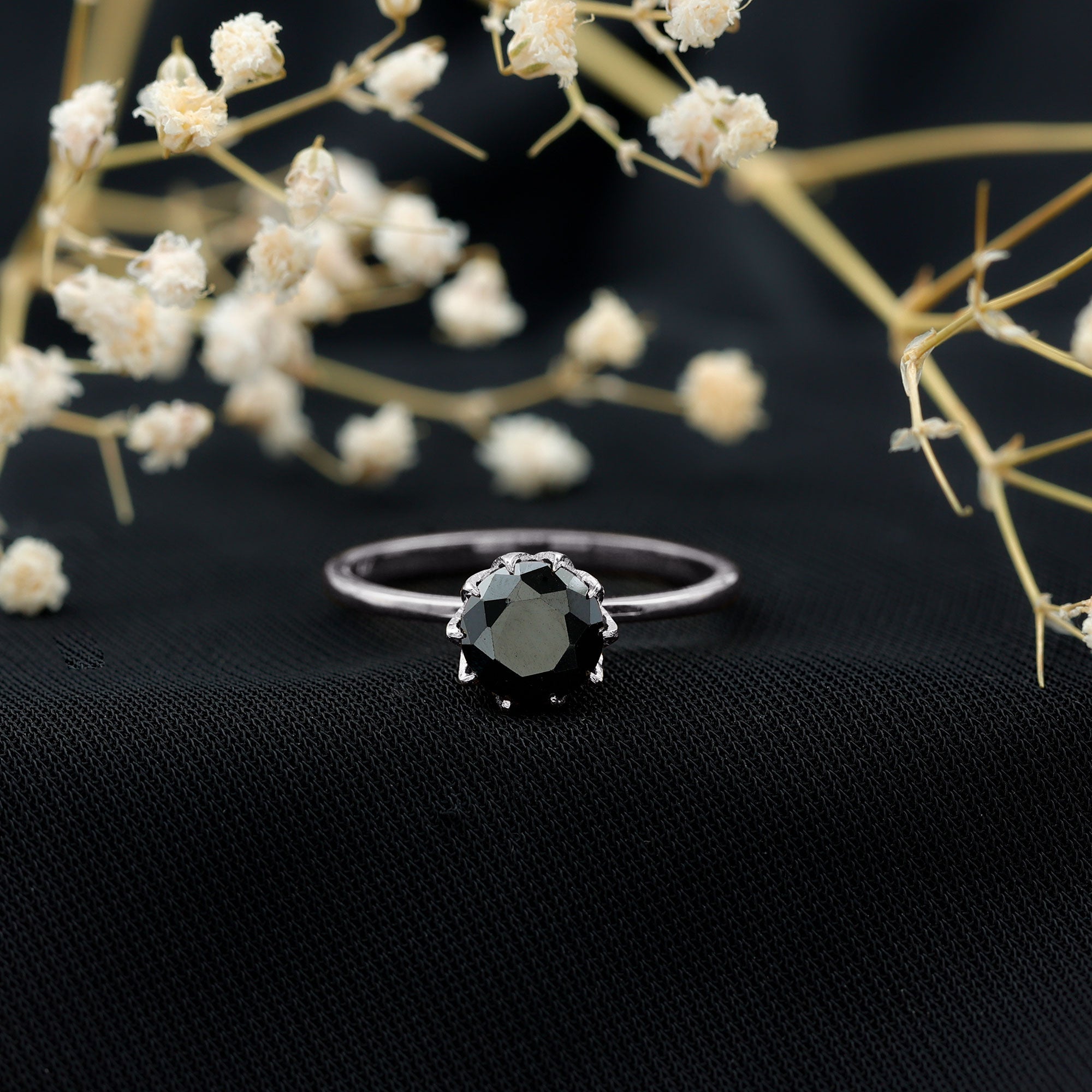 Rosec Jewels-Natural 2.68 Carat Black Spinel Solitaire Engagement Ring