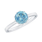 6MM Round Cut Aquamarine Solitaire Engagement Ring AAA - Rosec Jewels