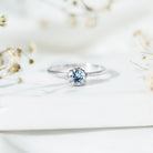 6MM Round Cut Aquamarine Solitaire Engagement Ring AAA - Rosec Jewels