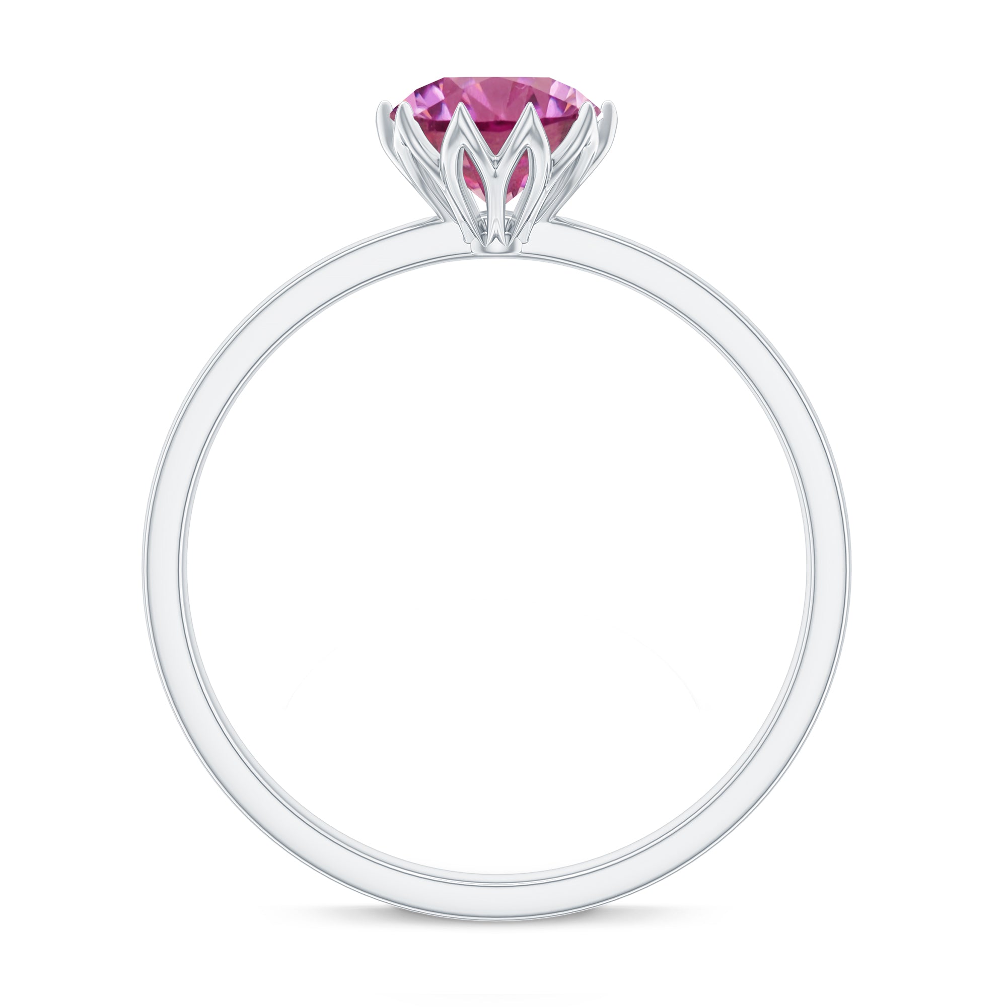 1.2 Carat Natural Pink Tourmaline Solitaire Ring in Lotus Basket Setting AAA - Rosec Jewels