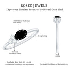 4x6mm Oval Cut Black Onyx Minimal Promise Ring with Diamond Trio AAA - Rosec Jewels