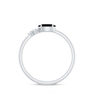 4x6mm Oval Cut Black Onyx Minimal Promise Ring with Diamond Trio AAA - Rosec Jewels