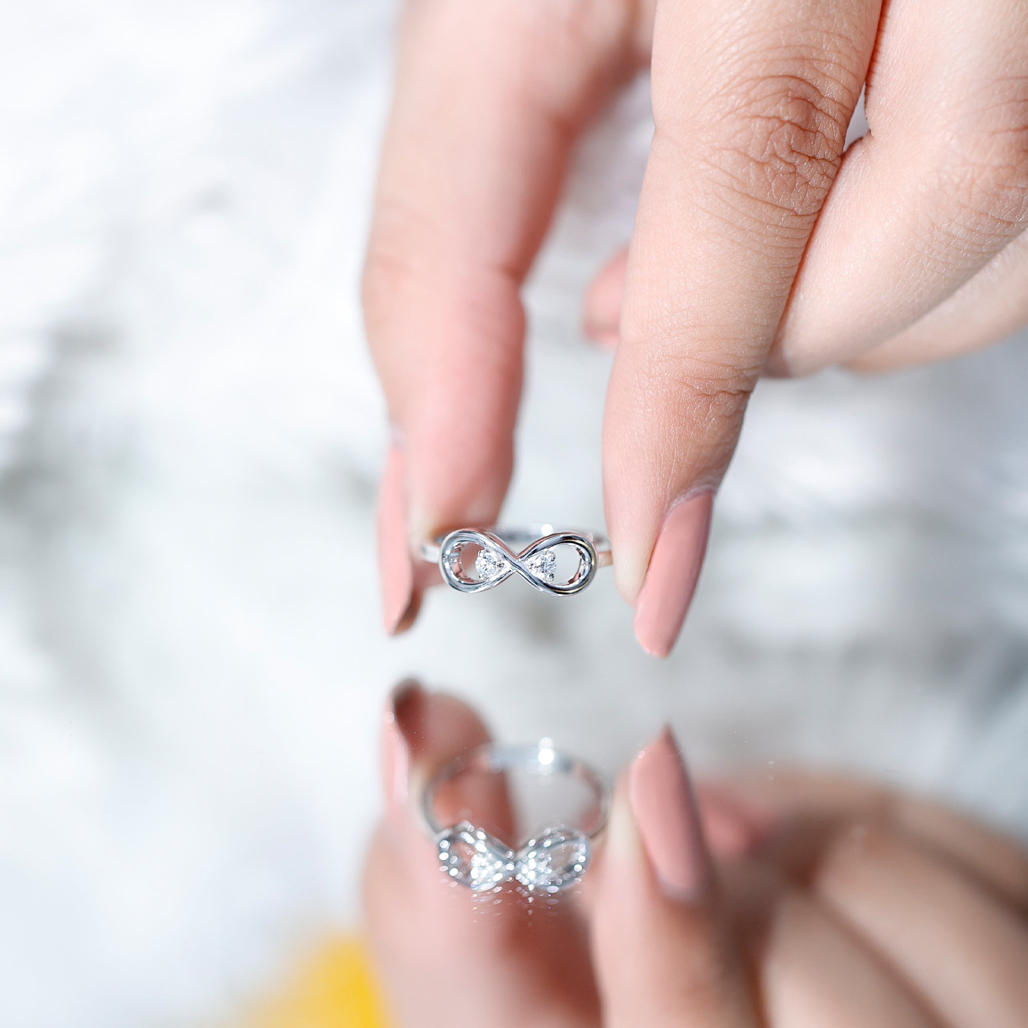 Certified Real Diamond Infinity Promise Ring for Women Natural - ( HI-SI ) - Rosec Jewels