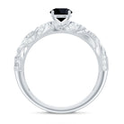 Rosec Jewels-Vintage Looking Black Spinel Engagement Ring with Diamond