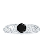Rosec Jewels-Vintage Looking Black Spinel Engagement Ring with Diamond