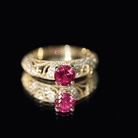 Rosec Jewels-Lab Created Ruby and Diamond Vintage Inspired Engagement Ring
