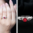 Rosec Jewels-Lab Created Ruby and Diamond Vintage Inspired Engagement Ring