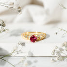 Rosec Jewels-Lab Created Ruby and Diamond Vintage Inspired Engagement Ring