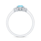 Rosec Jewels-Genuine 0.8 Aquamarine Floral Engagement Ring with Diamond Side Stones