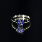 Rosec Jewels-1 CT Round Shape Blue Sapphire Cluster Flower Ring