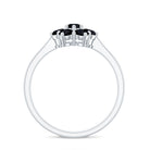 Rosec Jewels-Natural Black Spinel Flower Engagement Ring with Certificate