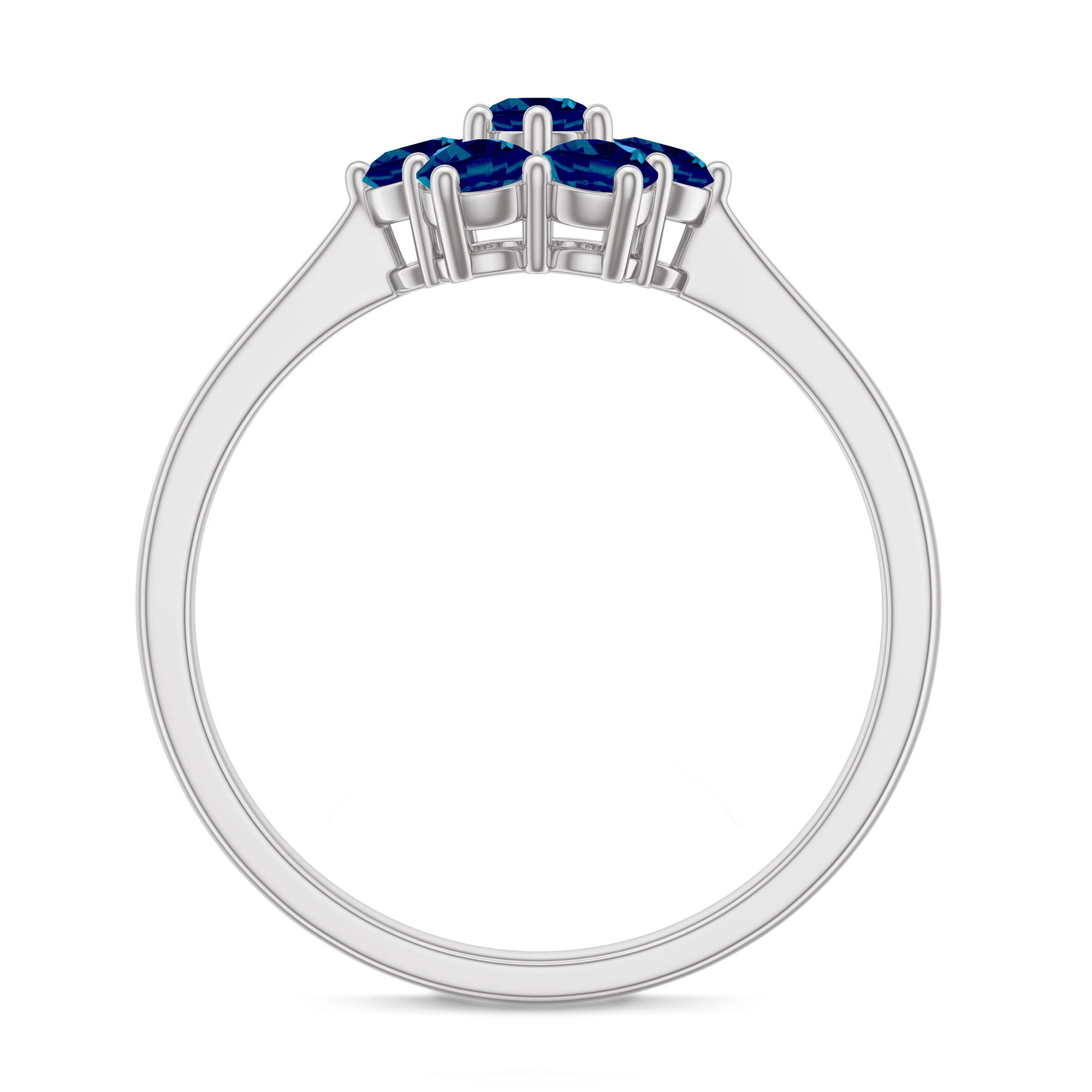 Rosec Jewels-Genuine London Blue Topaz Flower Engagement Ring With Certificate