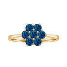 Rosec Jewels-Genuine London Blue Topaz Flower Engagement Ring With Certificate