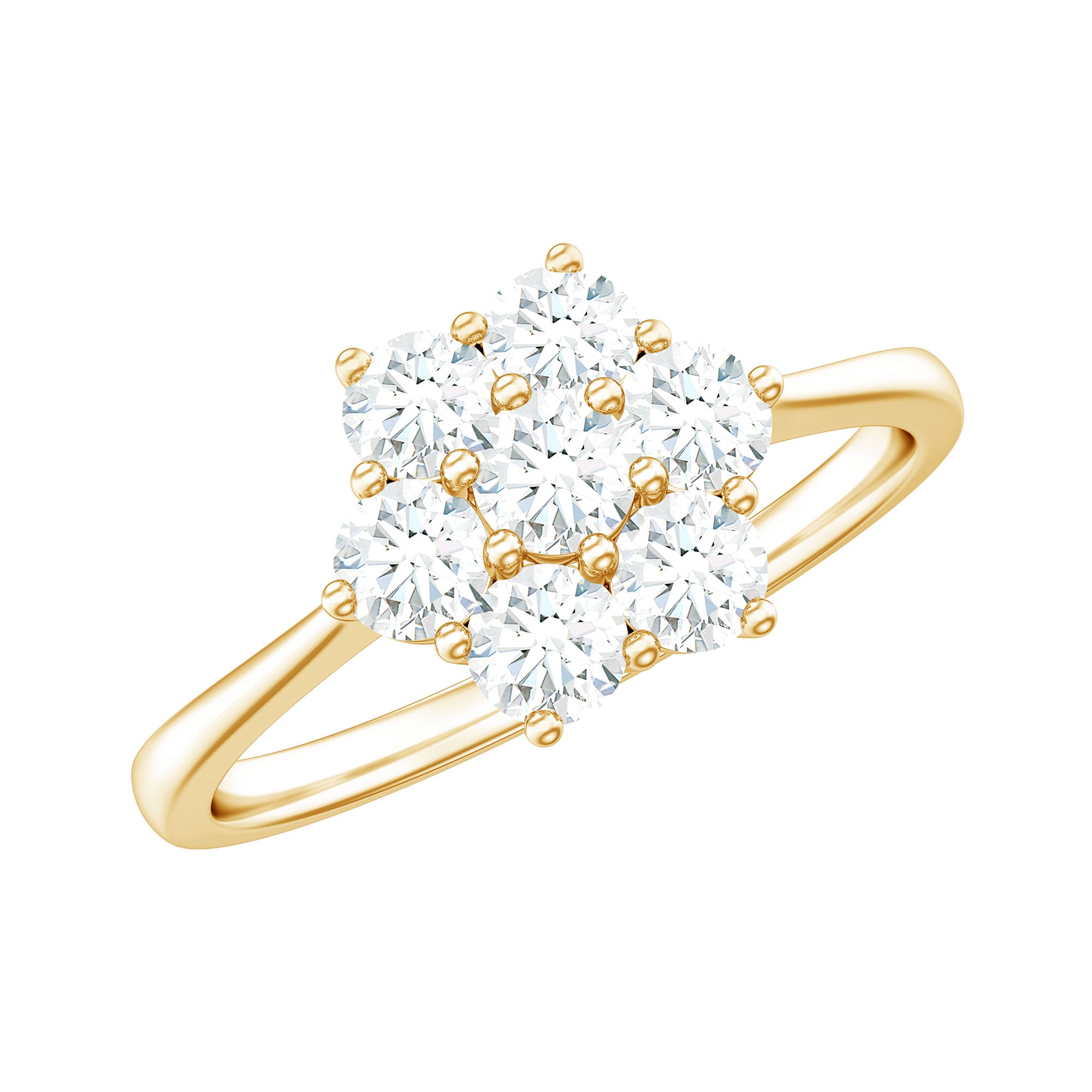 Rosec Jewels-Natural Diamond Flower Cluster Engagement Ring for Women
