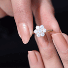 Rosec Jewels-Round Shape Moissanite Cluster Flower Engagement Ring