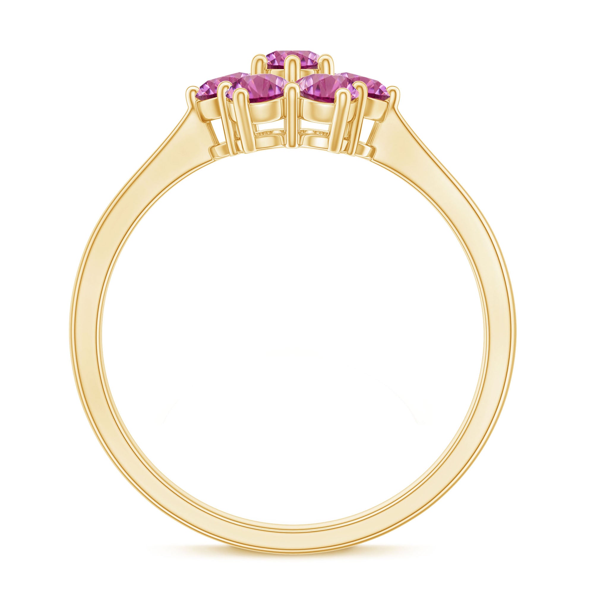 Rosec Jewels-Round Shape Pink Tourmaline Flower Engagement Ring