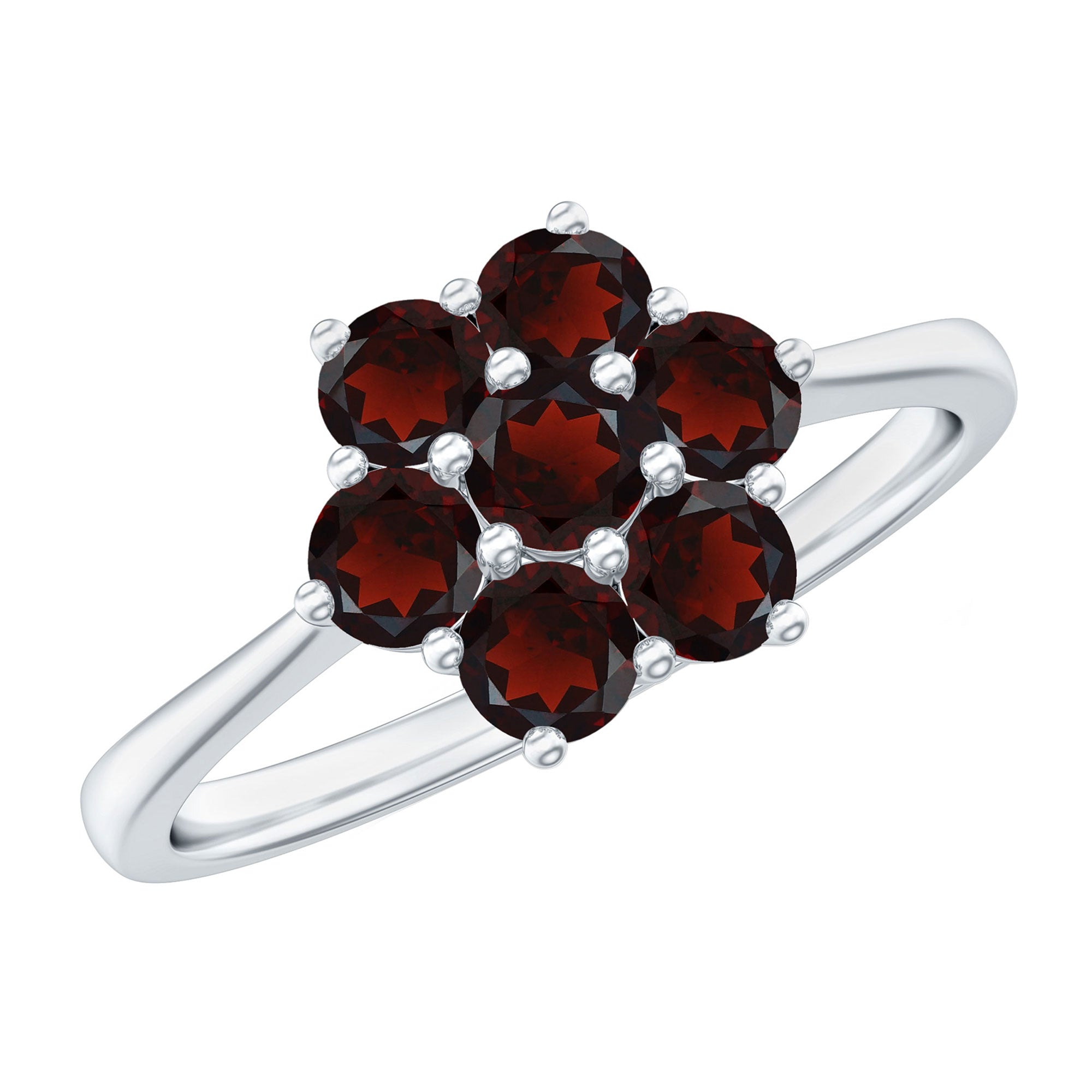 Rosec Jewels-Natural Garnet Flower Cluster Engagement Ring