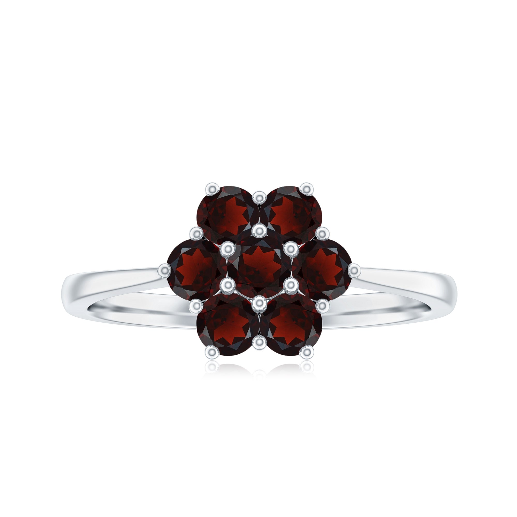 Rosec Jewels-Natural Garnet Flower Cluster Engagement Ring