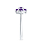 Rosec Jewels-3/4 CT Round Shape Amethyst Cluster Flower Ring