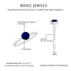 0.95 Carat Round Blue Sapphire Solitaire Ring with Diamond Side Stones AAA - Rosec Jewels