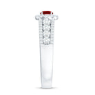 Rosec Jewels-Lab Created Ruby Side Stone Engagement Ring with Moissanite