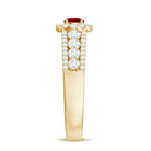 Rosec Jewels-Lab Created Ruby Side Stone Engagement Ring with Moissanite