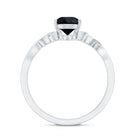 Solitaire Pear Cut Black Onyx Engagement Ring with Celtic Band AAA - Rosec Jewels