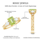 Vintage Style 1.8 Carat Peridot Emerald Cut Engagement Ring with Moissanite AAA - Rosec Jewels