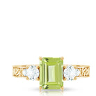 Vintage Style 1.8 Carat Peridot Emerald Cut Engagement Ring with Moissanite AAA - Rosec Jewels